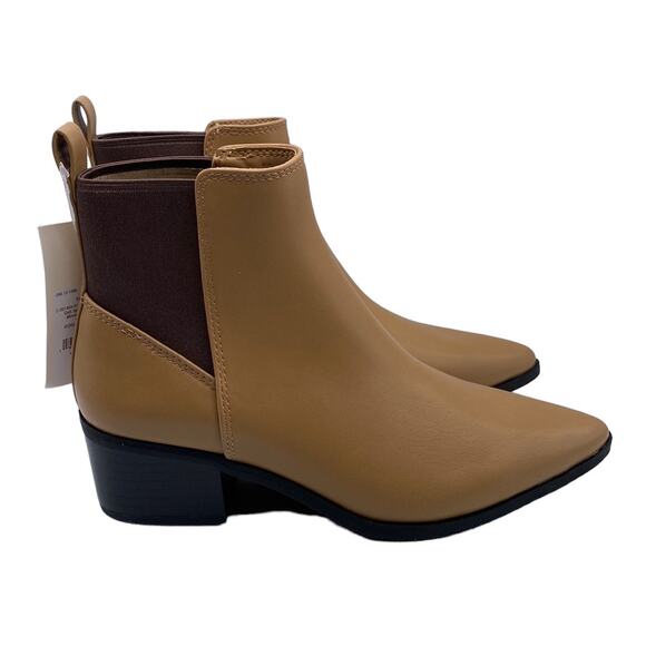 New A New Day Gwen Tan Faux Leather Pointed Toe Block Heel Ankle Boots Size 6.5 - Picture 4 of 8